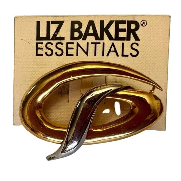 Vintage Liz Baker Essentials Spiral Brooch Pin Gold Tone - Picture 1 of 2